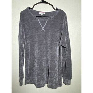 Andre By Unit Super Soft Gray Long Sleeved Chenille Crew Neck Sweater M
